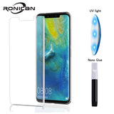 De alta tecnología Ultra-delgado UV pegamento de vidrio templado para Huawei Mate 20 Pro Bend Edge cubierta del teléfono Protector de pantalla transparente película